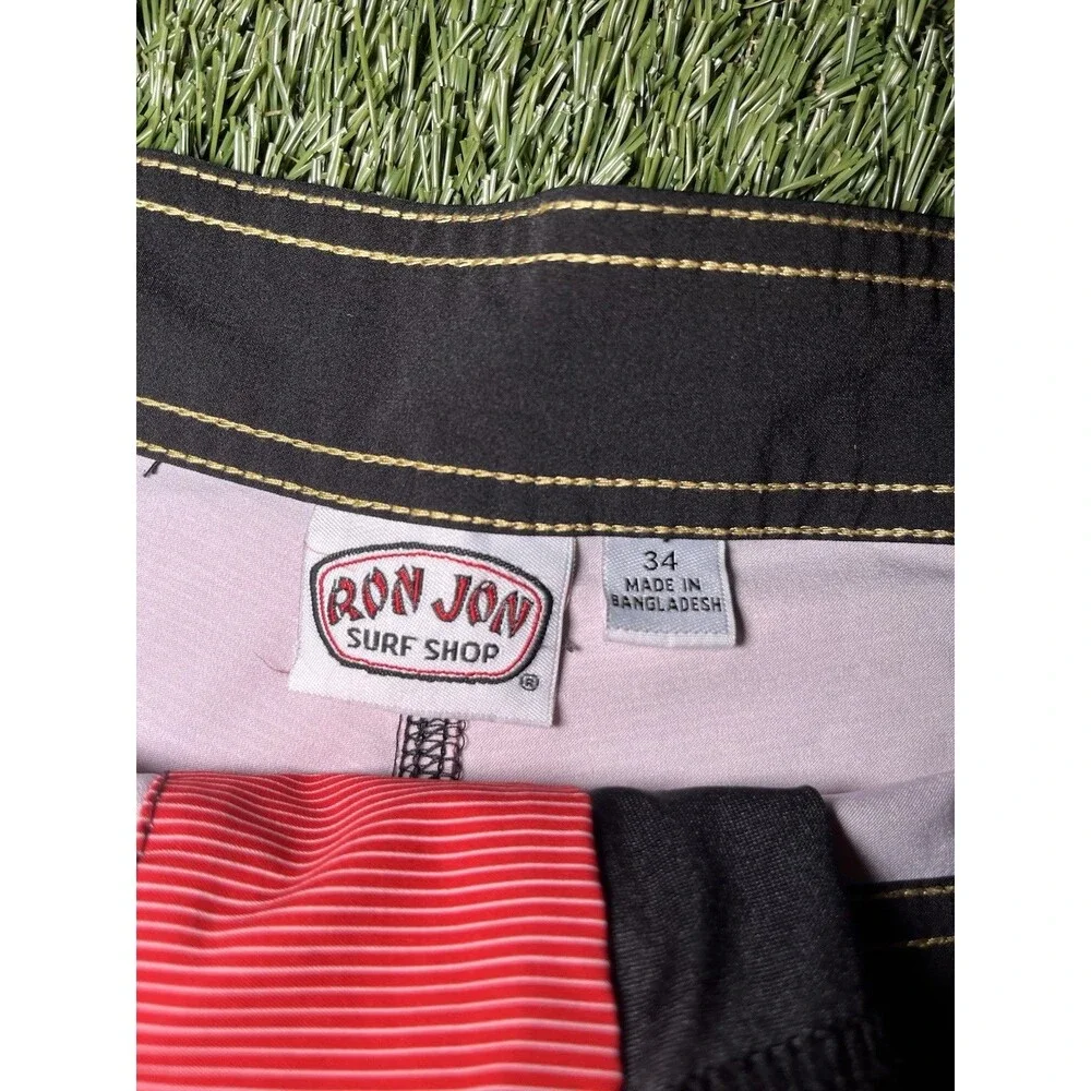 Ron Jon Surf Shop Board Shorts Striped Men's 34 Drawstring Back Pocket